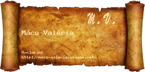 Mács Valéria névjegykártya